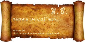 Machka Benjámin névjegykártya